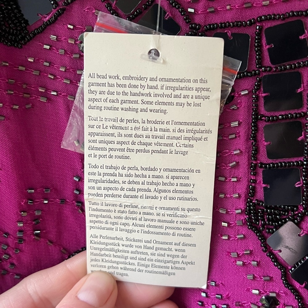 Free People fuschia purple speak easy tunic dress fully beaded - Picture 14 of 16